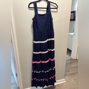 Crown & Ivy Navy Dress with Pink and White Accents